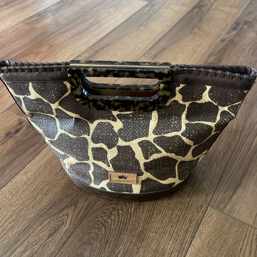 Elaine turner women’s cheetah and giraffe Tote hand bag
